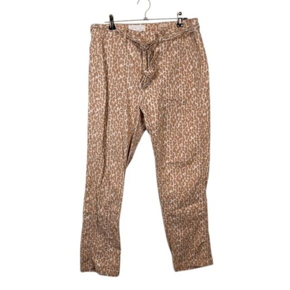 Anthropologie Wanderer Utility Pants Belted Leopard Print Stretch Size 29 - Picture 3 of 16